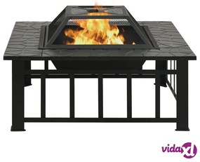 vidaXL Braciere con Attizzatoio 79x79x46,5 cm XXL in Acciaio