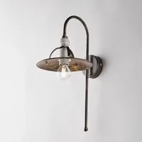 Applique Stile Industrial 1 Luce Ferro Marrone e Oro Serie Cantina