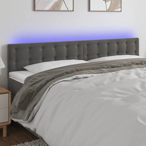 Testiera A Led Grigio Scuro 160x5x78/88 Cm İn Velluto /