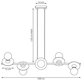 Lampadario a sospensione con filo TOKEN 6xE27/15W/230V arancione