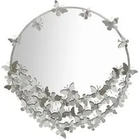 Specchio Farfalle Round Argento 91x3x94 cm in Ferro Argento