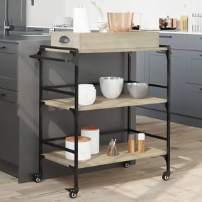 Carrello Cucina Rovere Sonoma 81,5x41x92,5 Cm Legno Multistrato /