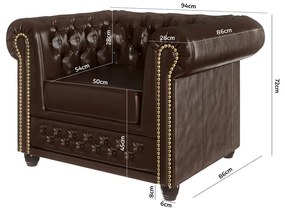 Poltrona in similpelle marrone scuro York - Ropez