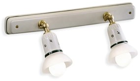 Applique Classica Savona Ceramica E Ottone Satinato 2 Luci E14