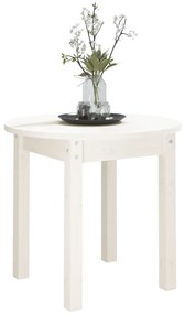 Tavolino da Salotto Bianco Ø 45x40 cm in Legno Massello di Pino