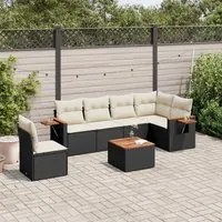 Set Divani da Giardino con Cuscini 7pz Nero Polyrattan 3226861