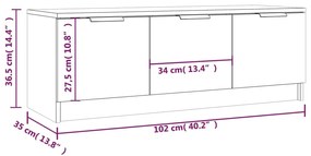 Mobile TV Marrone Rovere 102x35x36,5 cm in Legno Multistrato