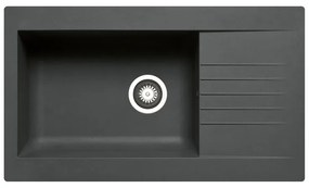 Lavello integrato 1 vasca con gocciolatoio laterale destro o sinistro DELINIA Scirocco resina L 50 x L 86 cm nero