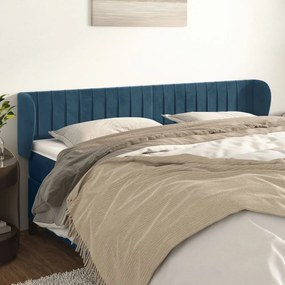 Testiera Ad Orecchio Blu Scuro 163x23x78/88 Cm İn Velluto /
