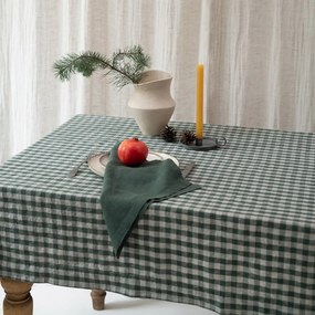 Tovaglia in lino 140x250 cm Forest Green Gingham – Linen Tales