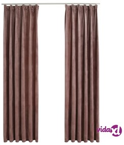 vidaXL Tende Oscuranti con Ganci 2 pz Rosa Antico in Velluto 140x225cm