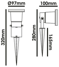 Faro Esterno Moderno Caleb Alluminio Nero 1 Luce Gu10 Ip65