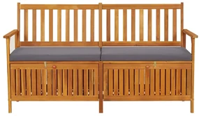 Cassapanca con cuscino 148 cm in legno massello di acacia