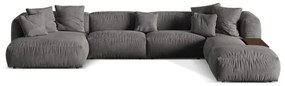 Divano angolare componibile grigio (con penisola a destra/a U) con rivestimento in velluto Martina – Micadoni