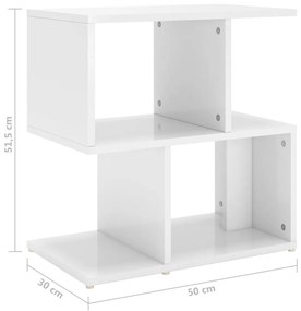 Comodini 2pz Bianco Lucido 50x30x51,5 cm in Legno Multistrato