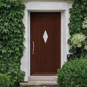Portoncino d'ingresso Classic2 L 90 x H 210 cm in PVC noce, apertura spingere a destra