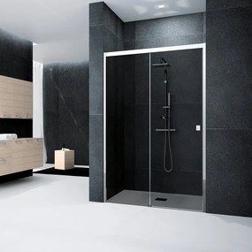 Porta doccia scorrevole L 177-181 cm x H 200 cm per nicchia in vetro fumè SP. 6 mm, profilo lucido cromo, serie Glam