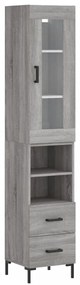 Credenza grigio sonoma 34,5x34x180 cm in legno multistrato