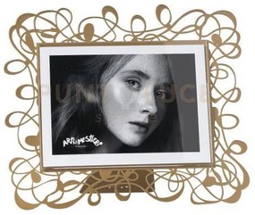 Portafoto di design scarabocchio grande orizzontale oro laccato in ...