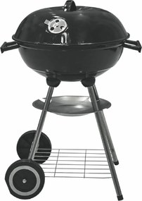 Barbecue a Carbone Carbonella 50x44,5x69 cm con Coperchio e Ruote Struttura in Acciaio Nero...
