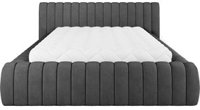 Letto matrimoniale imbottito grigio scuro con contenitore e rete inclusi 140x200 cm Carilla – ELTAP