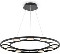 Lampadario A Sospensione Moderno Fad Metallo Nero Acrilico 9 Luci Led 63W