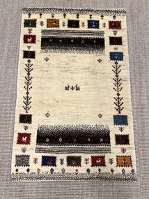 Loribaft Tappeto 90x60 Beige (Iran) Annodato A Mano
