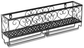 Costway Portabottiglie da parete con porta bicchieri in metallo, Scaffale vini a parete con bancali 50x10x17cm