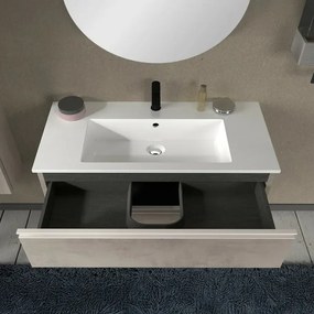 Mobile bagno sospeso 100 cm grigio cemento con lavabo e specchio Master