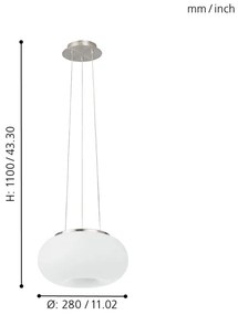 EGLO 86813 - Lampadario a sospensione con filo OPTICA 2xE27/60W