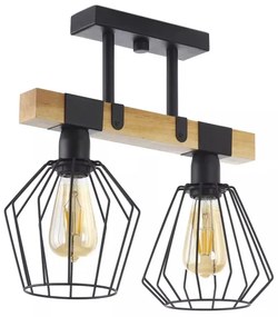 Lampadario a plafone CAMERUN 2xE27/60W/230V nero/legno