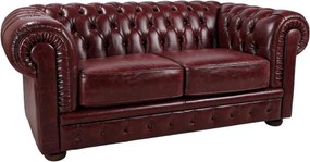 Divano 2 Posti Royal Chesterfield L175 cm in Pelle Vintage - Bordeaux