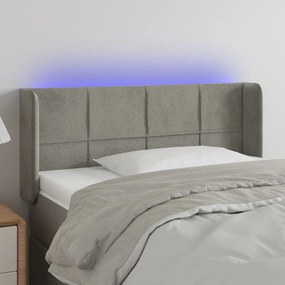 Testiera Grigio Chiaro A Led 103x16x78/88 Cm İn Velluto /