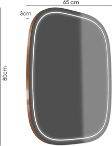 Specchio Lumiere con illuminazione 65x80 rame