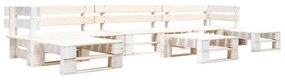 Set divani da giardino su pallet 6 pz in legno bianco