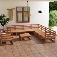 Set Divani da Giardino 10 pz Marrone Miele in Massello di Pino cod mxl 37677