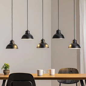 Luminex Lampada a sospensione Sven, 5 luci, nero, acciaio, E27