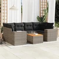 Set Divani da Giardino 7 pz con Cuscini Grigio in Polyrattan 3225346