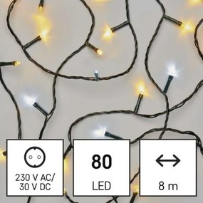 Catena LED natalizia da esterno 80xLED/13m IP44 bianco caldo/freddo