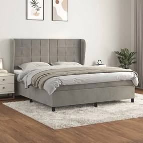 Giroletto A Molle Con Materasso Grigio Chiaro 160x200cm Velluto /