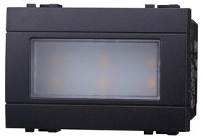 Segnapasso Led 3 moduli 2,4W da incasso per scatola 503 nero IP20 Bianco caldo 3000K compatibile anche con BTicino Livinglight