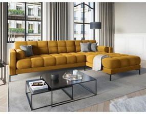 Divano angolare in velluto giallo, angolo destro Bali - Cosmopolitan Design