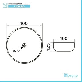 Lavandino da appoggio 40 cm design tondo in ceramica bianco opaco