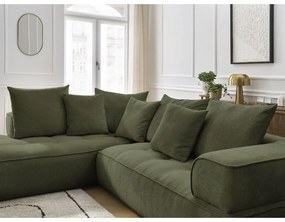 Divano angolare verde (penisola a sinistra/a L) con rivestimento in ciniglia Whesley – Bobochic Paris