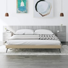 Testiera letto con armadietti legno multistrato grigio sonoma