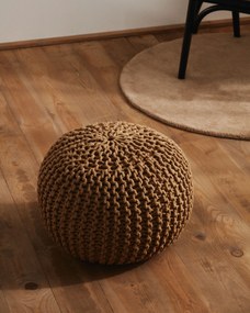 Kave Home - Pouf rotondo Chloe 100% cotone senape Ø 50 cm