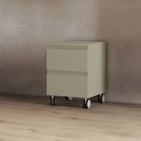 Carrello 2 cassetti 41x44xH58 multiuso in legno con ruote Tortora Opaco