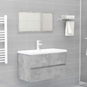Set Mobili Da Bagno 2 Pz Grigio Cemento İn Legno Multistrato /