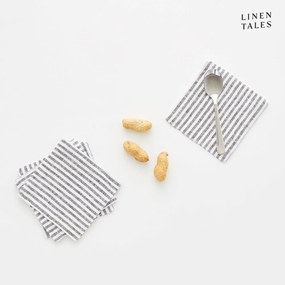 Sottobicchieri in tessuto bianco e nero in set di 4 pezzi Thin Black Stripes - Linen Tales