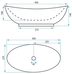 REA-U6802 - Lavabo da appoggio KATE 27x45 cm ceramica/bianco lucido